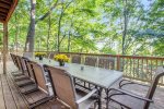 Enjoy a meal outside on the deck overlooking nature 